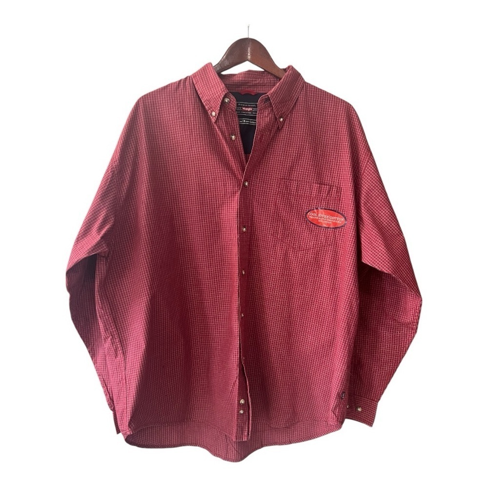Wrangler Cool River Red Plaid Cotton Button Down Shirt Size XL Men NEW